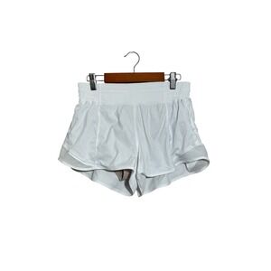 Lululemon Hotty Hot High-Rise Lined Short 2" Bone White Stripes Pockets Womens 6